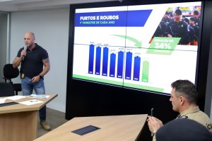 Secretário da segurança publica Hudson L. Teixeira concede entrevista coletiva a imprensa. Foto: Ari Dias/AEN