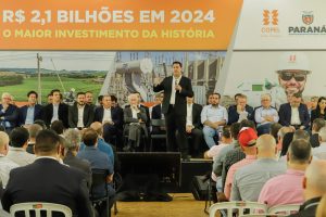 Curitiba, 05 de março de 2024 - O governador Carlos Massa Ratinho Jr. anuncia investimentos de R$ 2,1 bilhões na Copel.