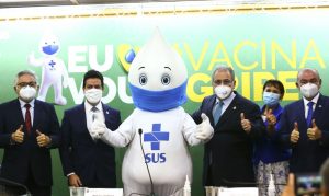 O ministro da Saúde, Marcelo Queiroga, durante o lançamento da Campanha Nacional de Vacinação contra a gripe.