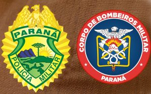 Curitiba, 26 de junho de 2024 - Escudo da Polícia Militar do Paraná (PMPR).